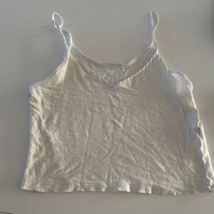 Zara White Spaghetti Strap 100% Linen Flowy Top
